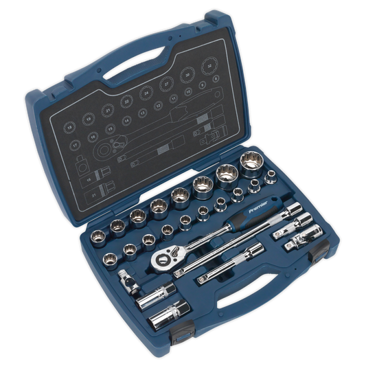 SEALEY - AK8995 Socket Set 26pc 1/2"Sq Drive 12pt WallDrive� Metric