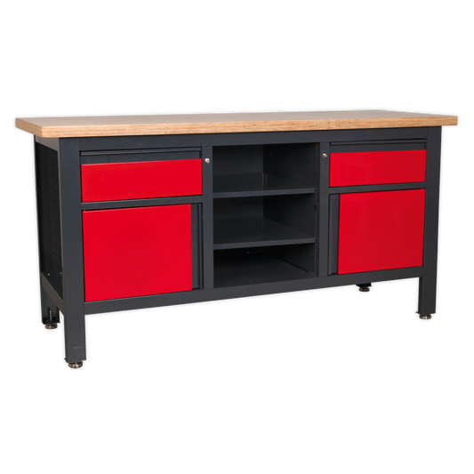 SEALEY - AP1905A Workstation with 2 Drawers, 2 Cupboards & Open Storage