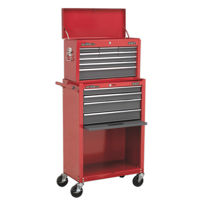 SEALEY - AP22513BB Topchest & Rollcab Combination 13 Drawer with Ball-Bearing Slides - Red/Grey