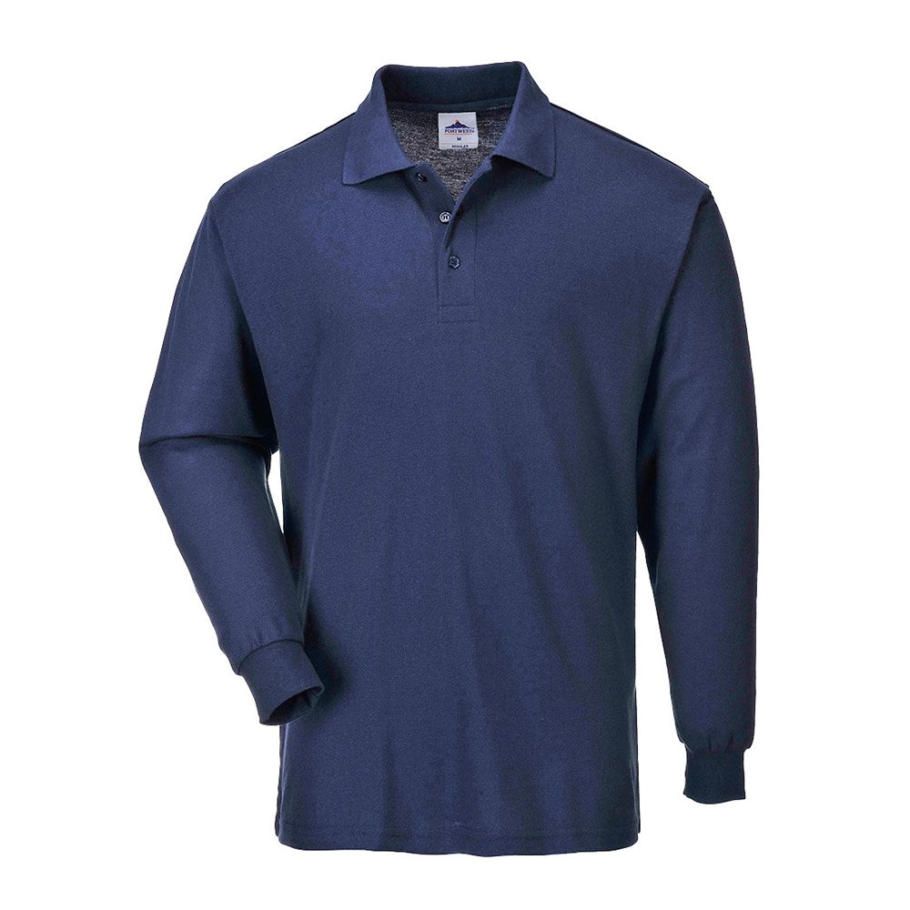 Portwest B212NARL -  sz L Genoa Long Sleeved Polo Shirt Workwear - Navy