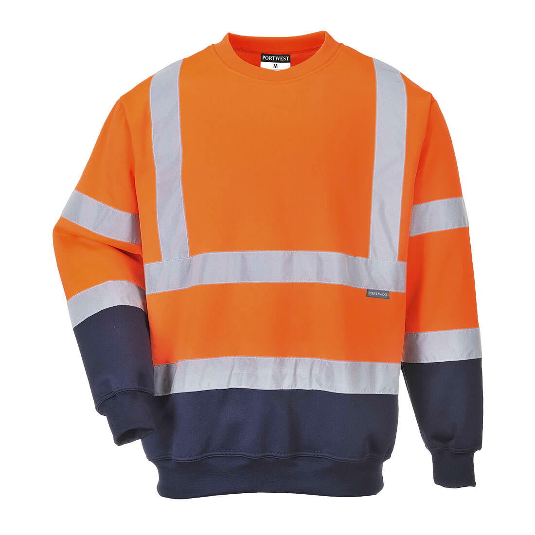 Portwest B306 - Hi-Visibility Orange Sz L Two Tone Hi-Vis Sweatshirt Work Jumper