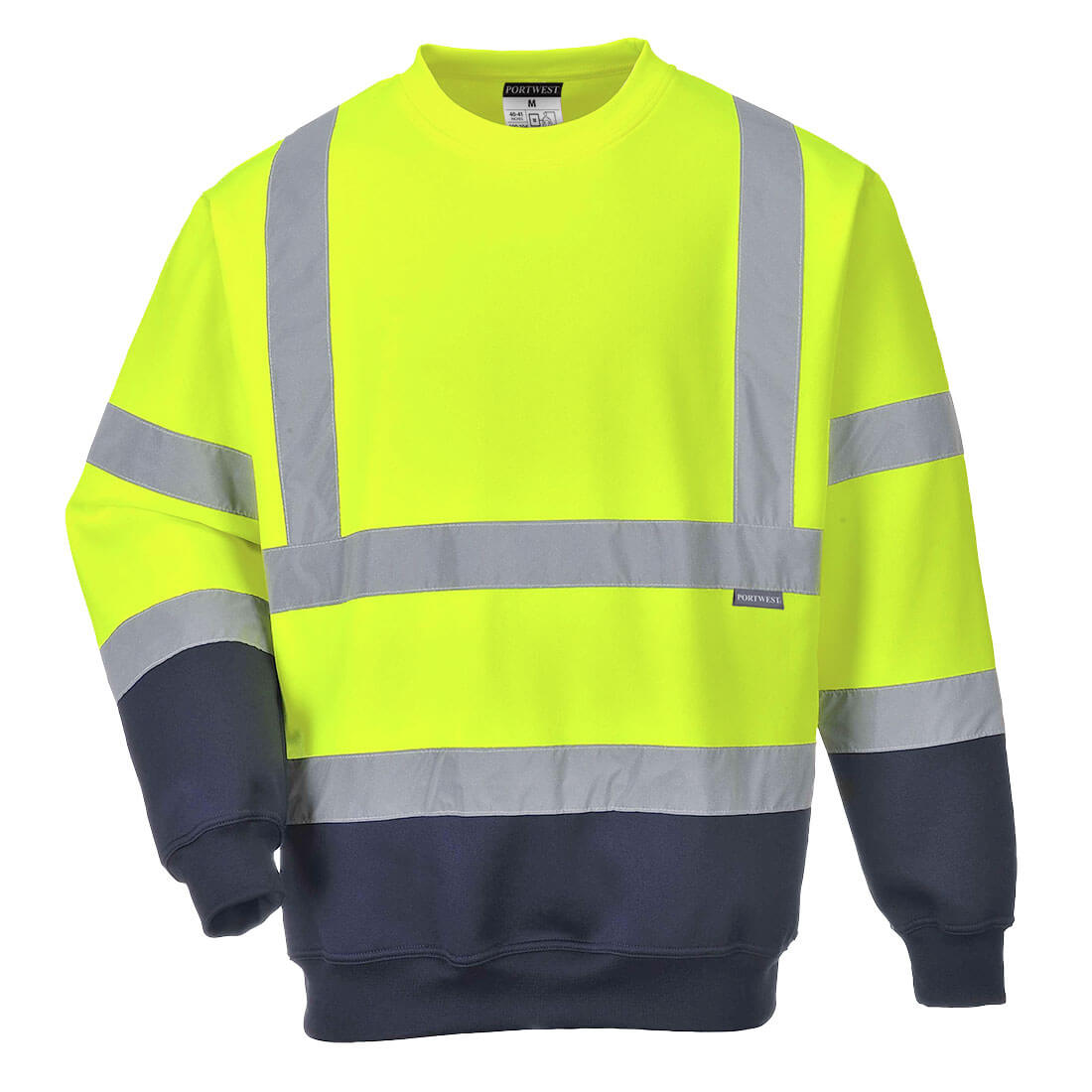 Portwest B306 - Hi-Visibility Yellow Sz M Two Tone Hi-Vis Sweatshirt Work Jumper