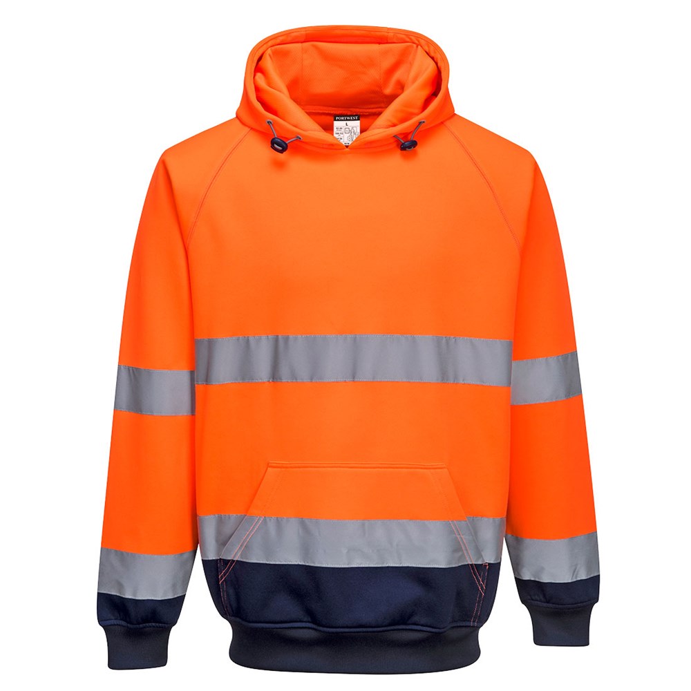 Portwest B316ONRXL -  sz XL Two-Tone Hooded Sweatshirt - Orange/Navy