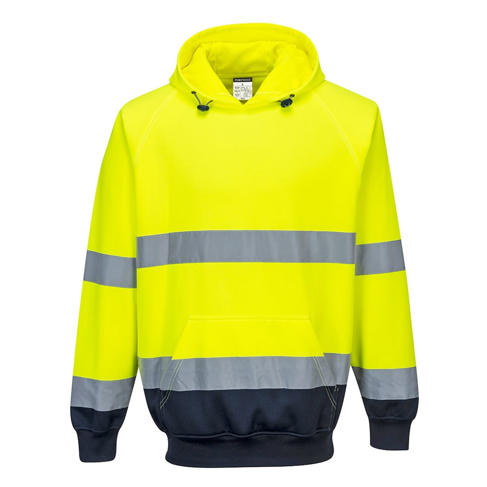 Portwest B316YNRM -  sz M Two-Tone Hooded Sweatshirt - Yellow/Navy