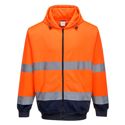 Portwest B317ONRXXXL -  sz 3XL Two-Tone Zip Front Hoodie - Orange/Navy