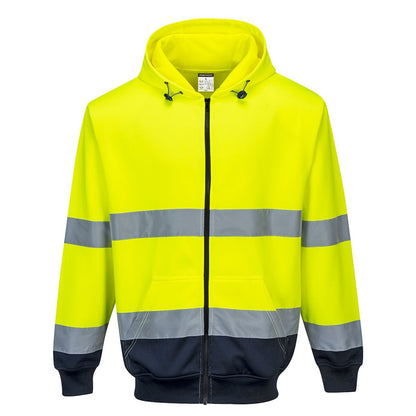 Portwest B317YNRXXXL -  sz 3XL Two-Tone Zip Front Hoodie - Yellow/Navy