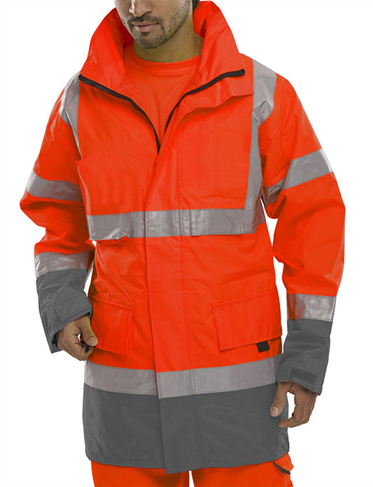 Beeswift - BD109 HI Vis TRAFFIC JACKET Red/Grey Yellow/Navy