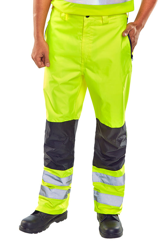 BEESWIFT TWO-TONE HI-VIS WATERPROOF TROUSERS SATURN YELLOW XXL