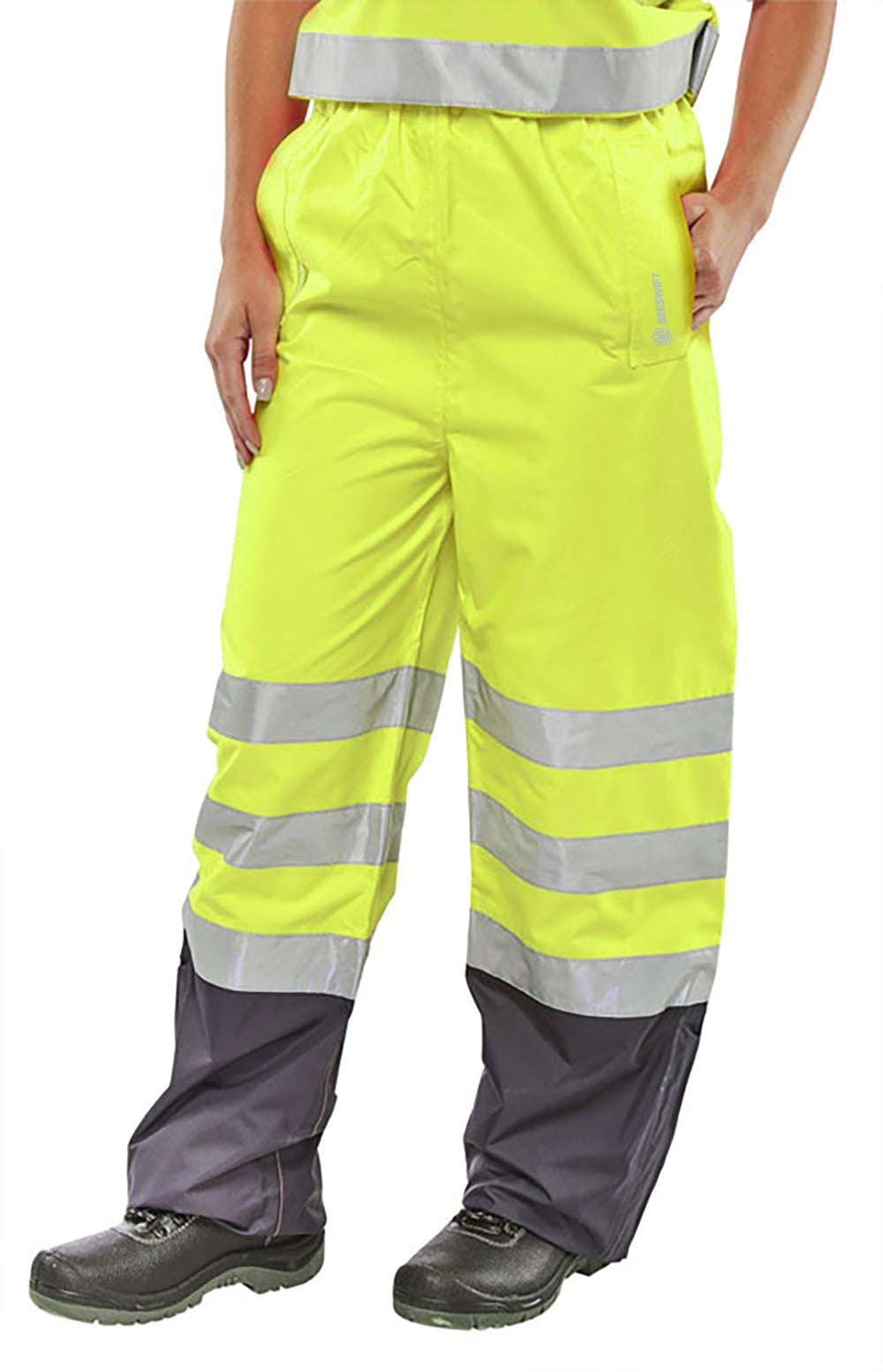 BEESWIFT BELFRY TWO-TONE HI-VIS WATERPROOF TROUSERS SATURN YELLOW / NAVY L