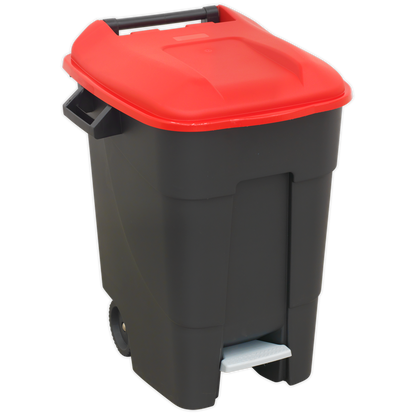 SEALEY - BM100PR Refuse/Wheelie Bin with Foot Pedal 100L - Red