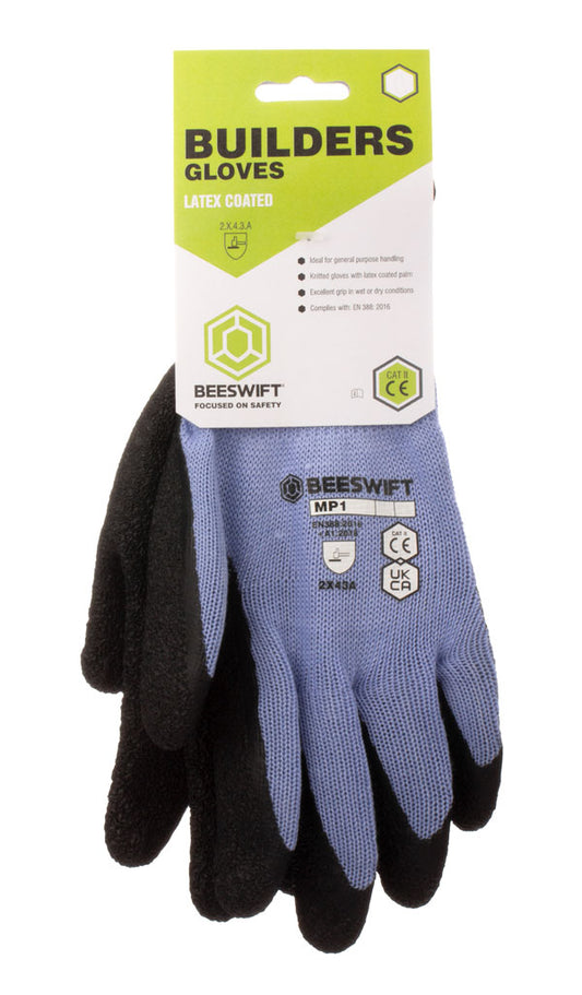 BUILDERS LATEX GLOVE BLACK L