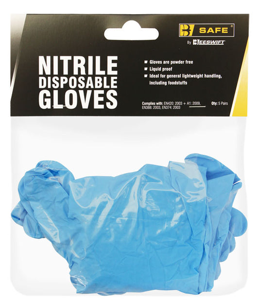 NITRILE DISPOSABLE GLOVE PACK OF 5 PAIRS BLUE XL