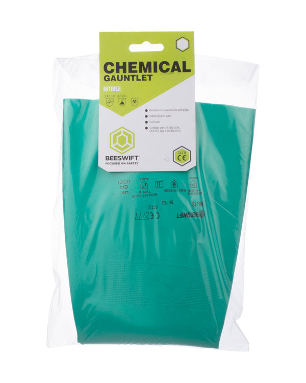 Beeswift - 18" NITRILE GAUNTLET GREEN LGE -