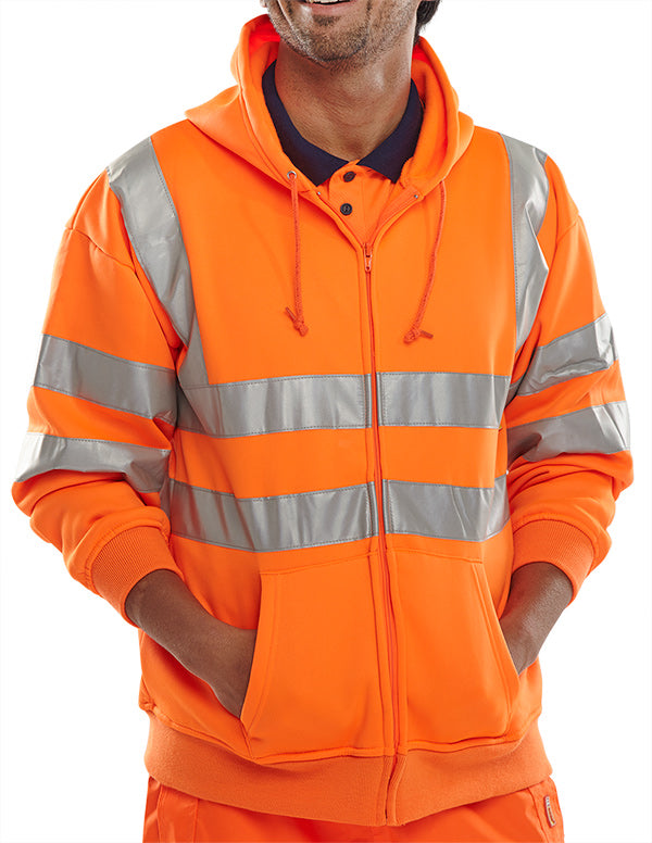 BEESWIFT ESSENTIAL HI-VIS ZIPPED HOODIE ORANGE L