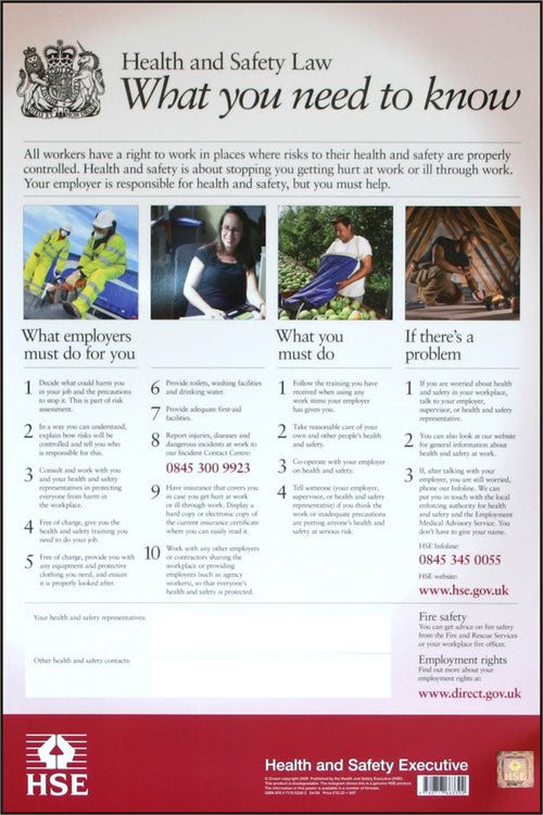 HEALTH & SAFETY LAW POSTER PVC WHITE 420X594MM