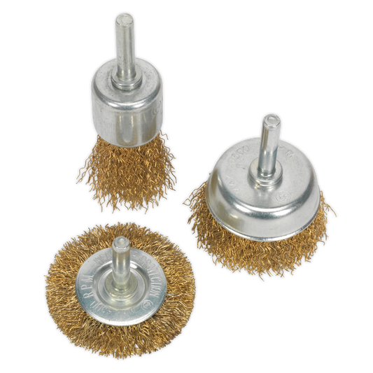 SEALEY - BWBS03 Wire Brush Set 3pc Brassed