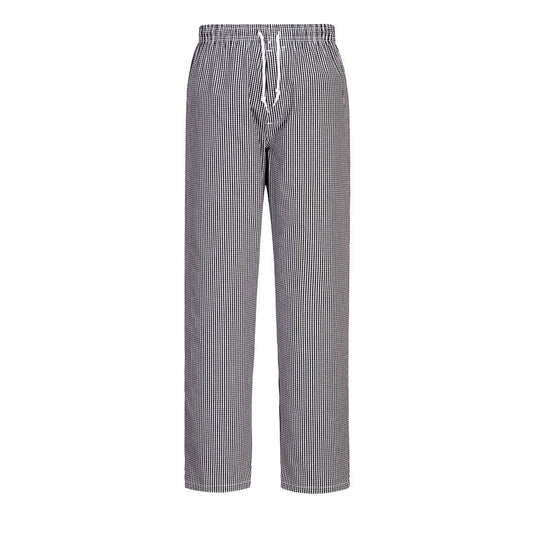 Portwest C079 - Black Check Sz 4XL Regular Bromley Chefs Trousers Checked