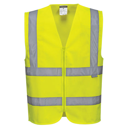 Portwest C375 Hi-Visibility Yellow Hi-Vis Zipped Vest sz 3XL Zip Reflective