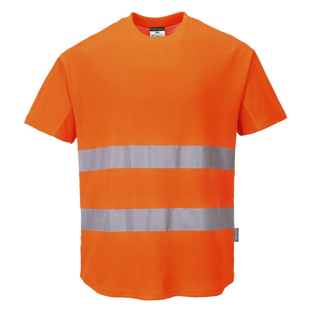 Portwest C394ORRM -  sz M Mesh T-Shirt Hi Vis Workwear - Orange
