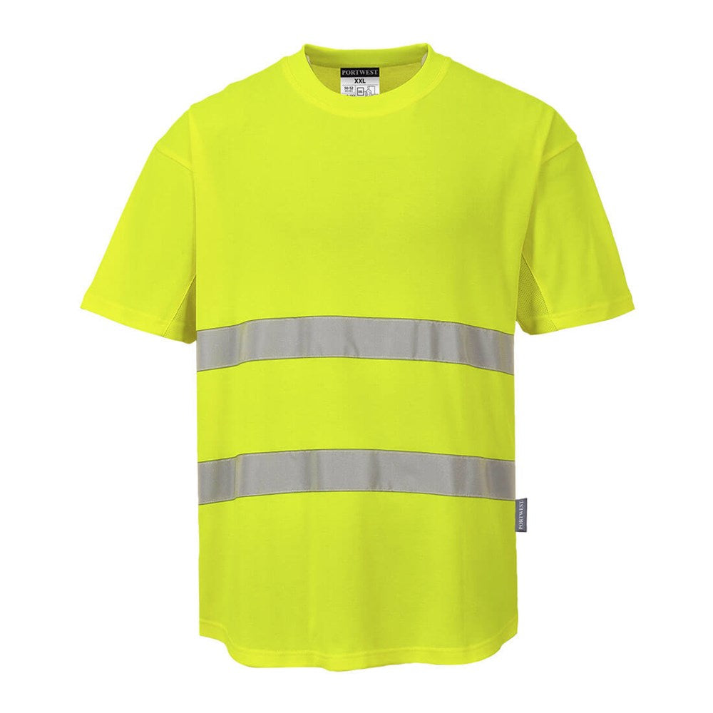 Portwest C394YERM -  sz M Mesh T-Shirt Hi Vis Workwear - Yellow
