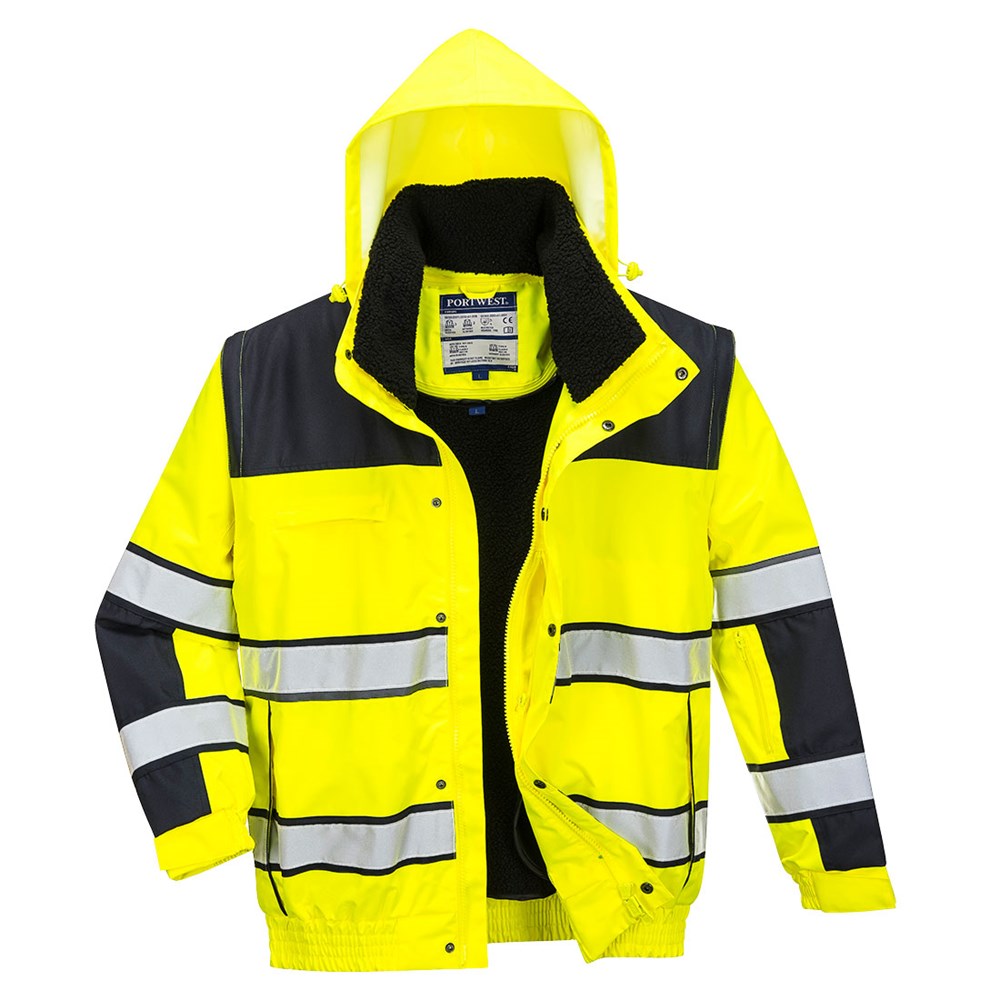 Portwest C466YBRXS -  sz XS Hi-Vis Classic Bomber Jacket - Yellow/Blue