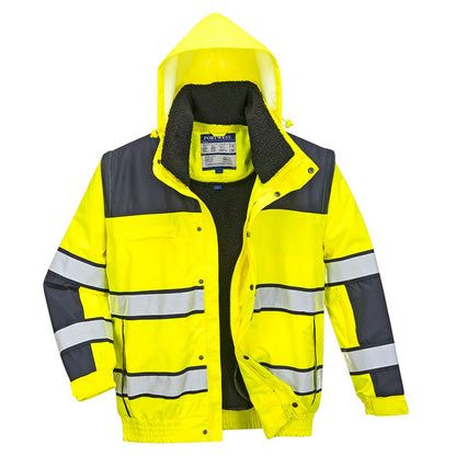 Portwest C466YNRXL -  sz XL Hi-Vis Classic Bomber Jacket - Yellow/Navy