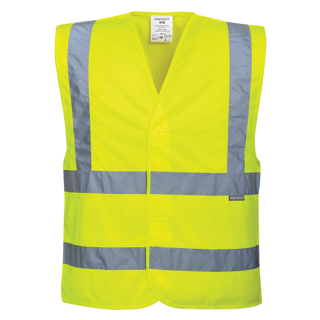 Portwest C470 - High Visibilty Yellow Sz L/XL Hi-Vis Vest Two Band & Brace