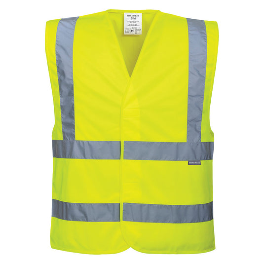 Portwest C470 - High Visibilty Yellow Sz 4XL/5XL Hi-Vis Vest Two Band & Brace