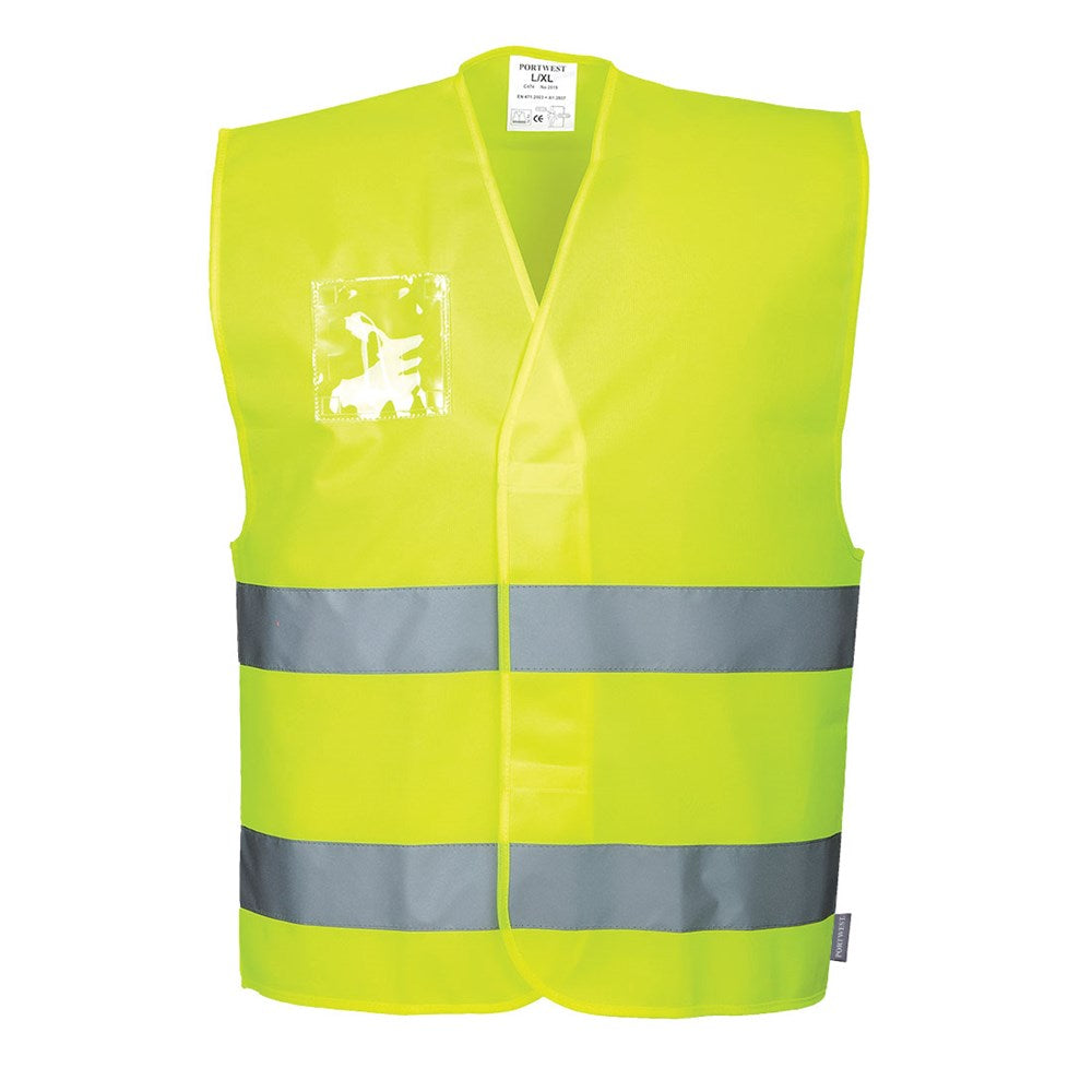 Portwest C475YERXX/3X -  sz 2XL - 3XL Hi-Vis Vest - Dual ID Holder - Yellow