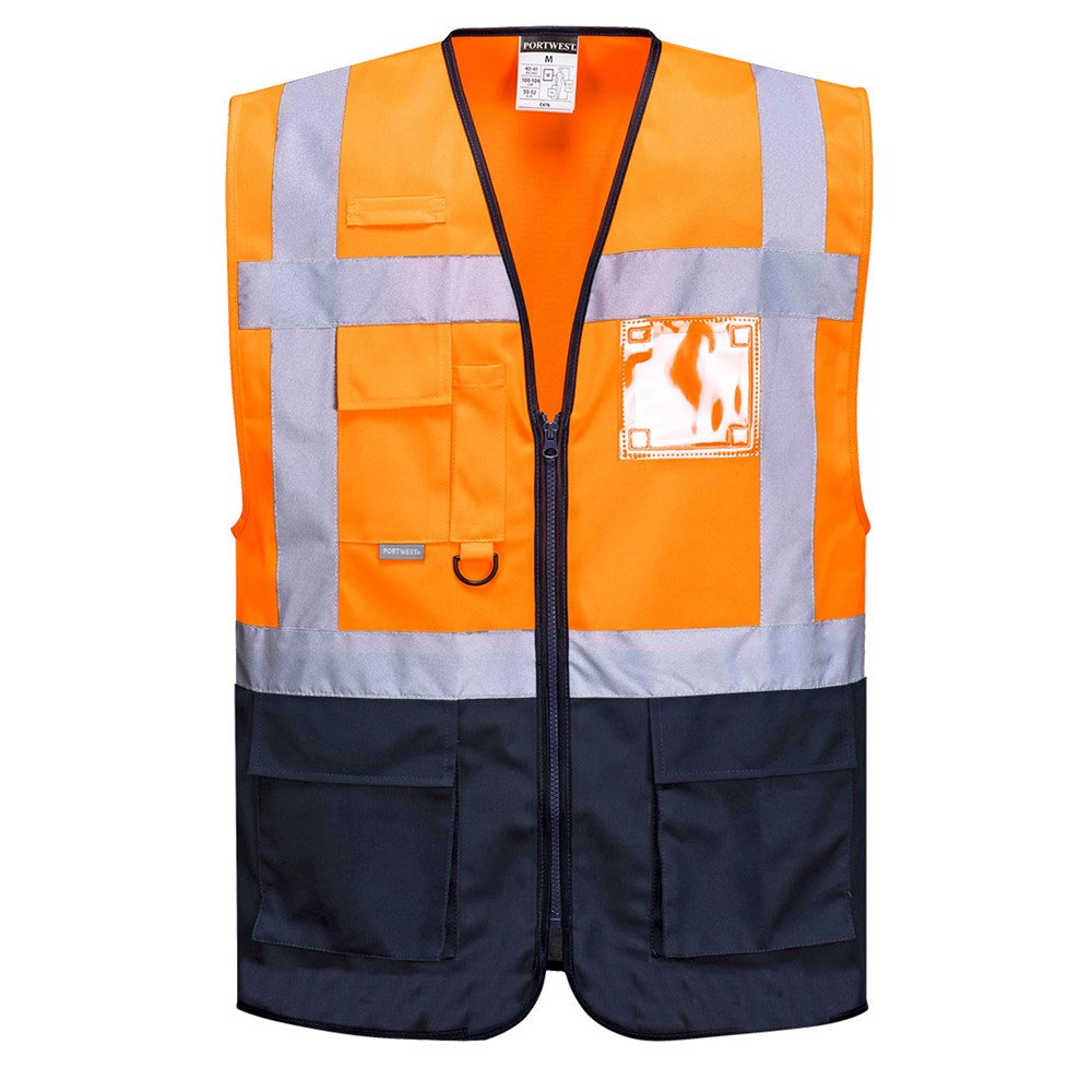 Portwest C476ONRS -  sz S Warsaw Executive Vest - Orange/Navy