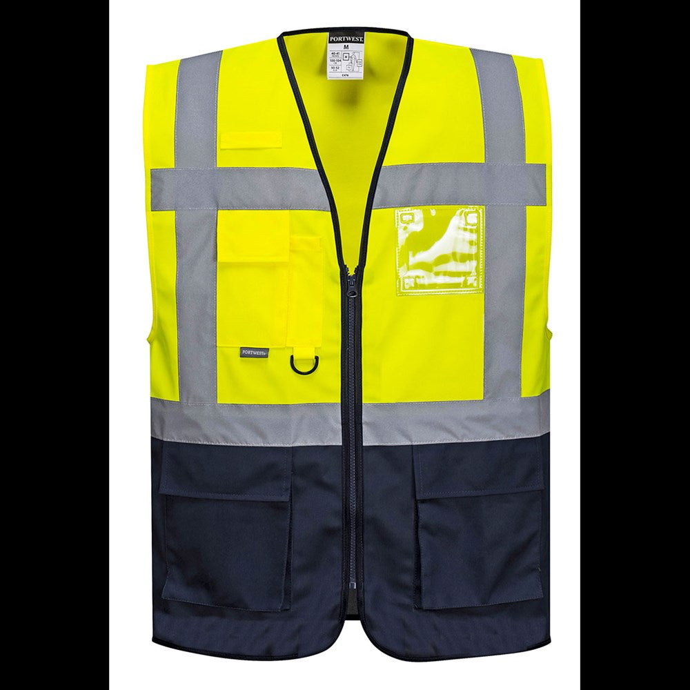 Portwest C476YNRS -  sz S Warsaw Executive Vest - Yellow/Navy
