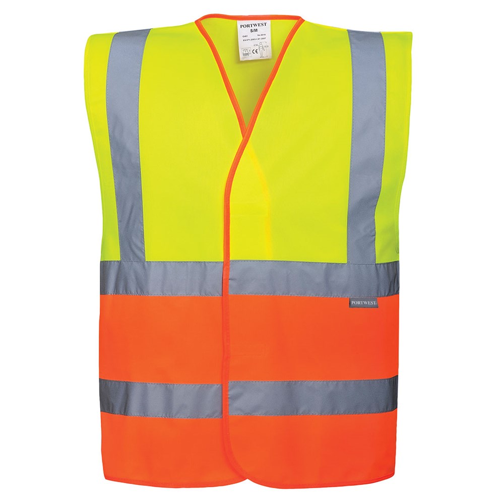 Portwest C481YORL/XL -  sz L - XL Two Tone Hi-Vis Vest - Yellow/Orange