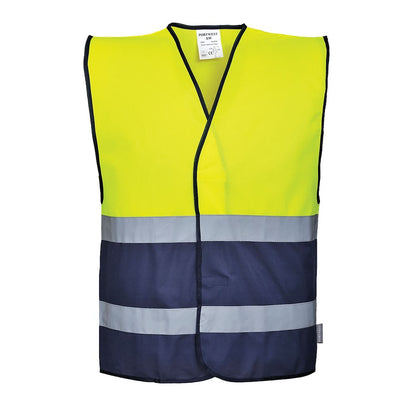 Portwest C484YNRS/M -  sz S/M Hi-Vis Two Tone Vest - Yellow/Navy
