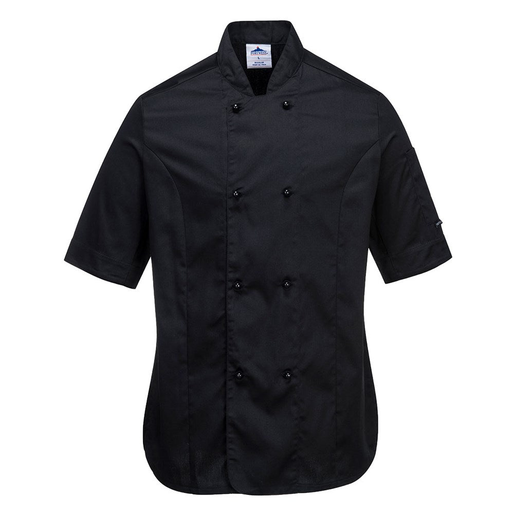 Portwest C737BKRS -  sz S Rachel Ladies Short Sleeve Chefs Jacket - Black