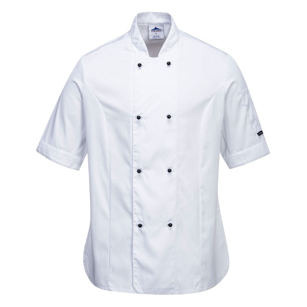 Portwest C737WHRM -  sz M Rachel Ladies Short Sleeve Chefs Jacket - White