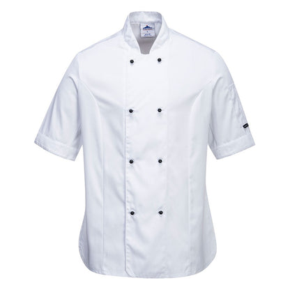 Portwest C737WHRM -  sz M Rachel Ladies Short Sleeve Chefs Jacket - White