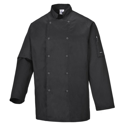 Portwest C833BKRS -  sz S Suffolk Chefs Jacket - Black
