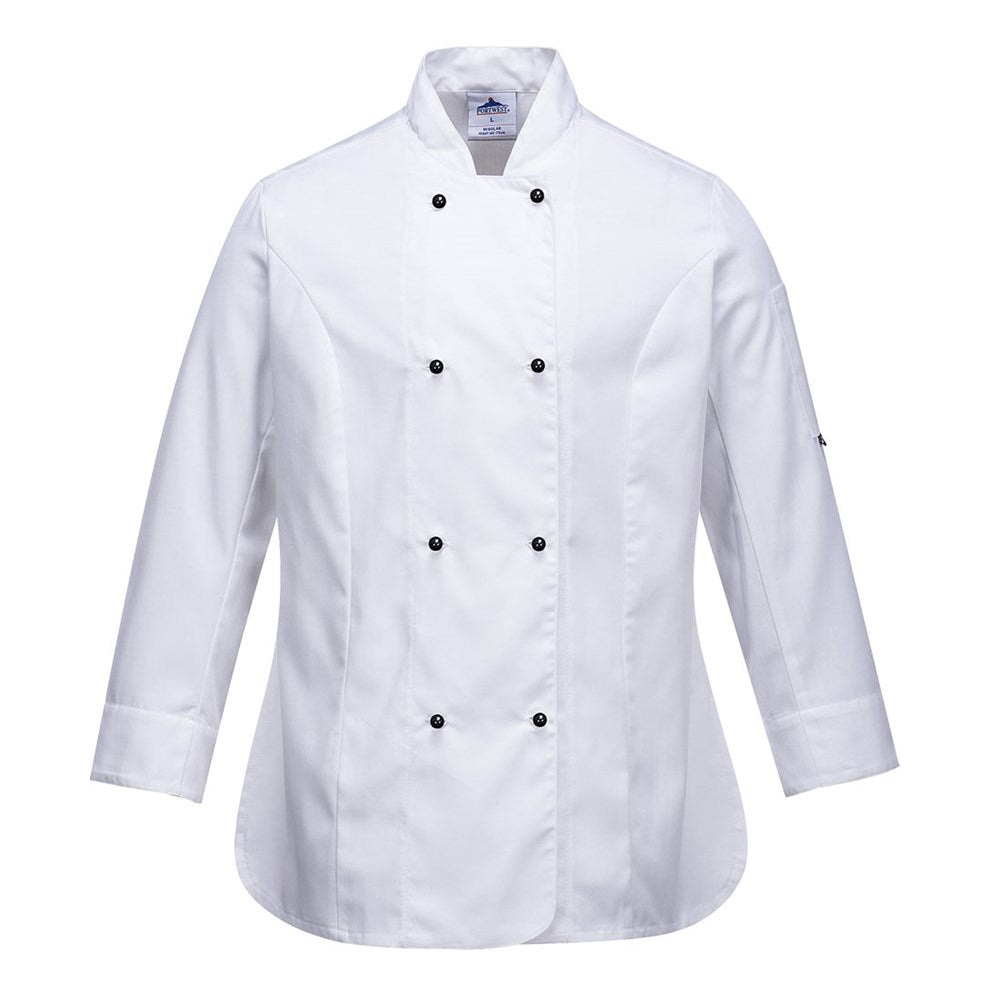 Portwest C837WHRS -  sz S Rachel Ladies Long Sleeve Chefs Jacket - White