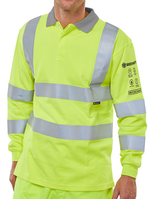 BEESWIFT ARC COMPLIANT HI-VIS ANTI-STATIC POLO SHIRT SATURN YELLOW L