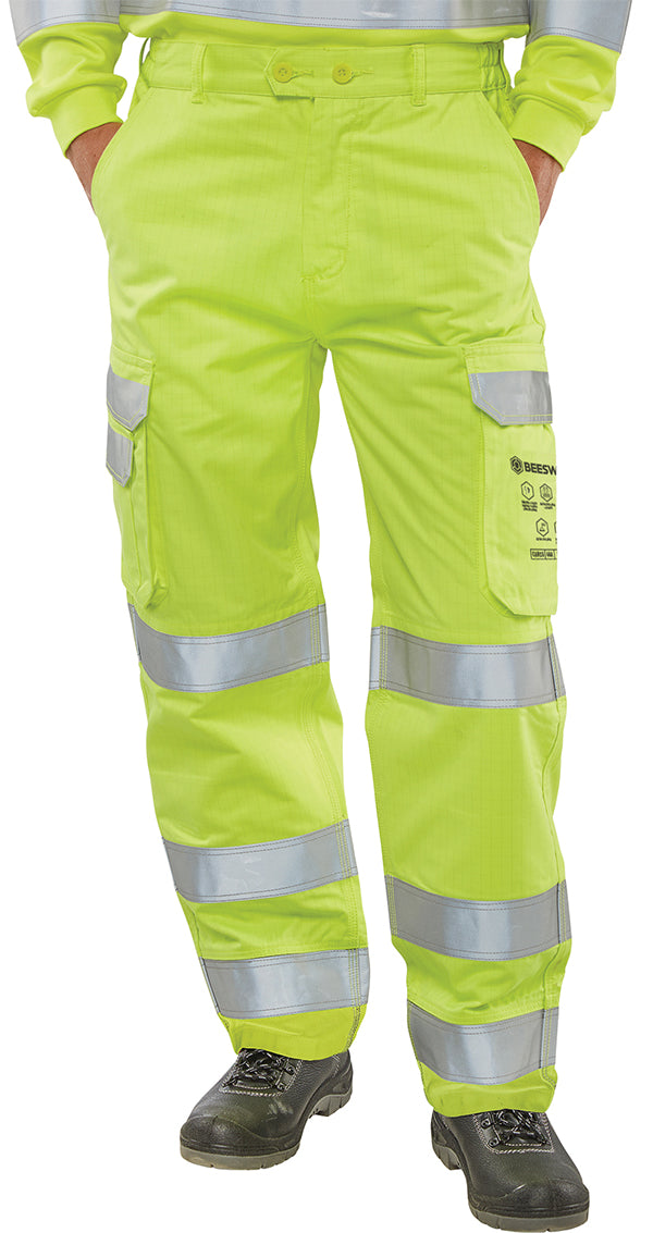 BEESWIFT ARC COMPLIANT HI-VIS TROUSERS SATURN YELLOW 30T