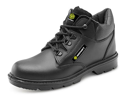 Beeswift Mid Cut Safety Boot MS 09 - Black smooth leather