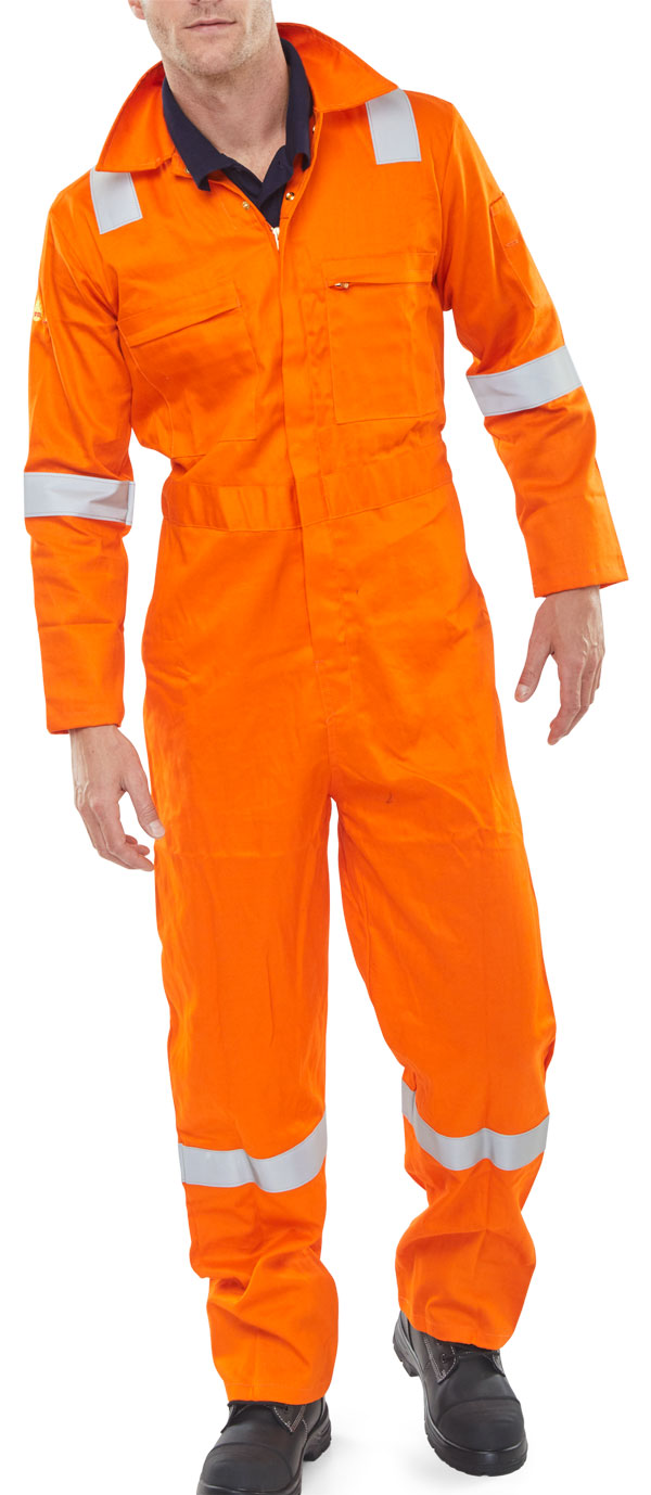 BEESWIFT BURGAN FIRE RETARDANT ANTI-STATIC BOILERSUIT ORANGE 42