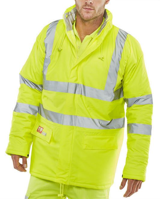 BEESWIFT FIRE RETARDANT HI-VIS ANTI-STATIC PADDED JACKET SATURN YELLOW XXXXL