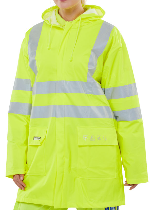 BEESWIFT FIRE RETARDANT HI-VIS ANTI-STATIC JACKET SATURN YELLOW XXL