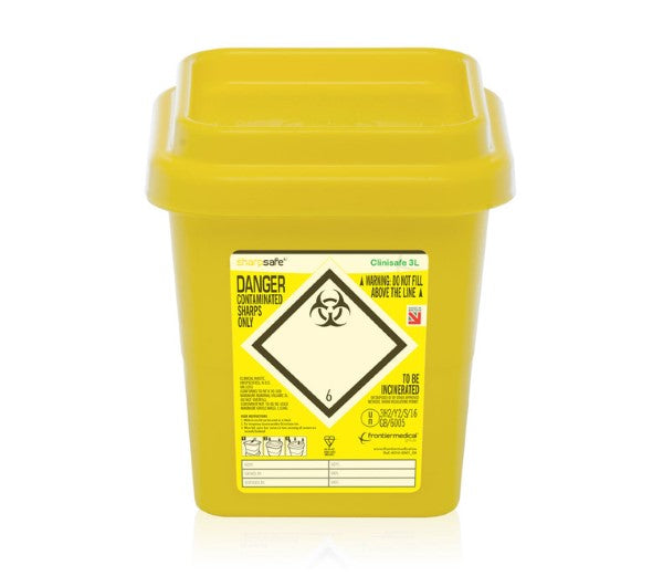 CLINISAFE SHARP SAFE CONTAINER 3LTR  YELLOW 3LTR