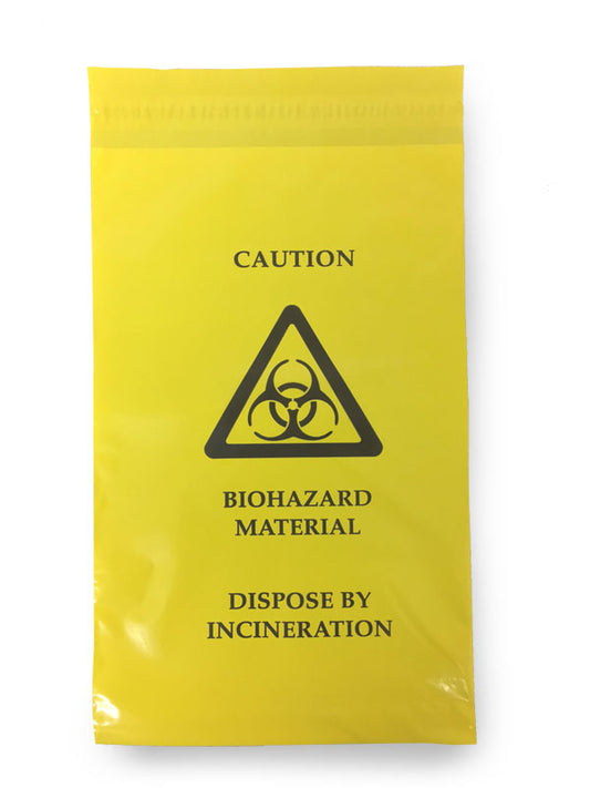 CLICK MEDICAL SELF SEAL WASTE BAG 205 X 305MM YELLOW 205 X 305MM