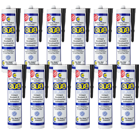 12 x CT1 Black TRIBRID Multi-Purpose Sealant & Adhesive 290ml Flexible Odourless