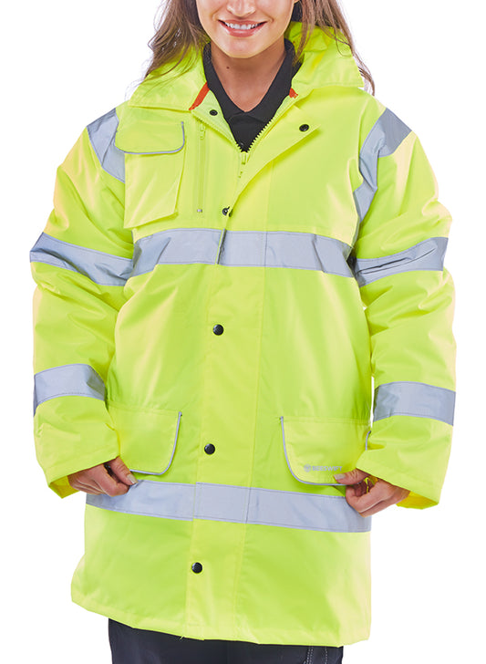 BEESWIFT HI-VIS FLEECE LINED TRAFFIC JACKET SATURN YELLOW XXXL