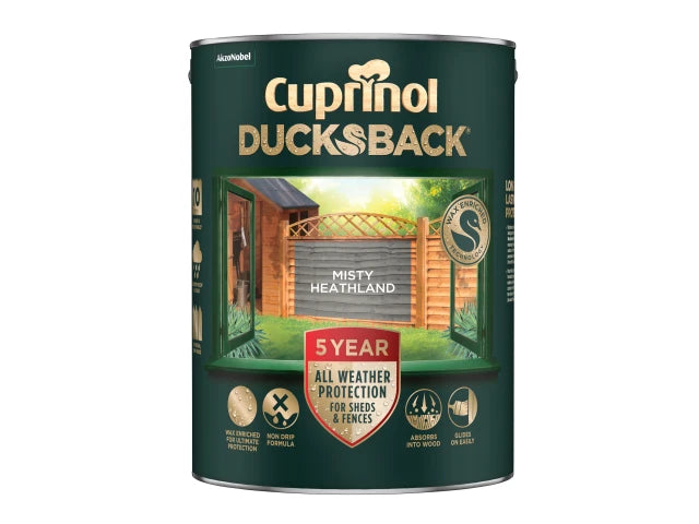 CUP Ducksback 5 Year Waterproof for Sheds & Fences Misty Heathland 5 litre