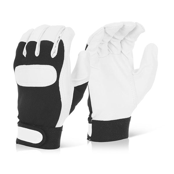 BEESWIFT DRIVERS GLOVES VELCRO CUFF BLACK/WHITE XL